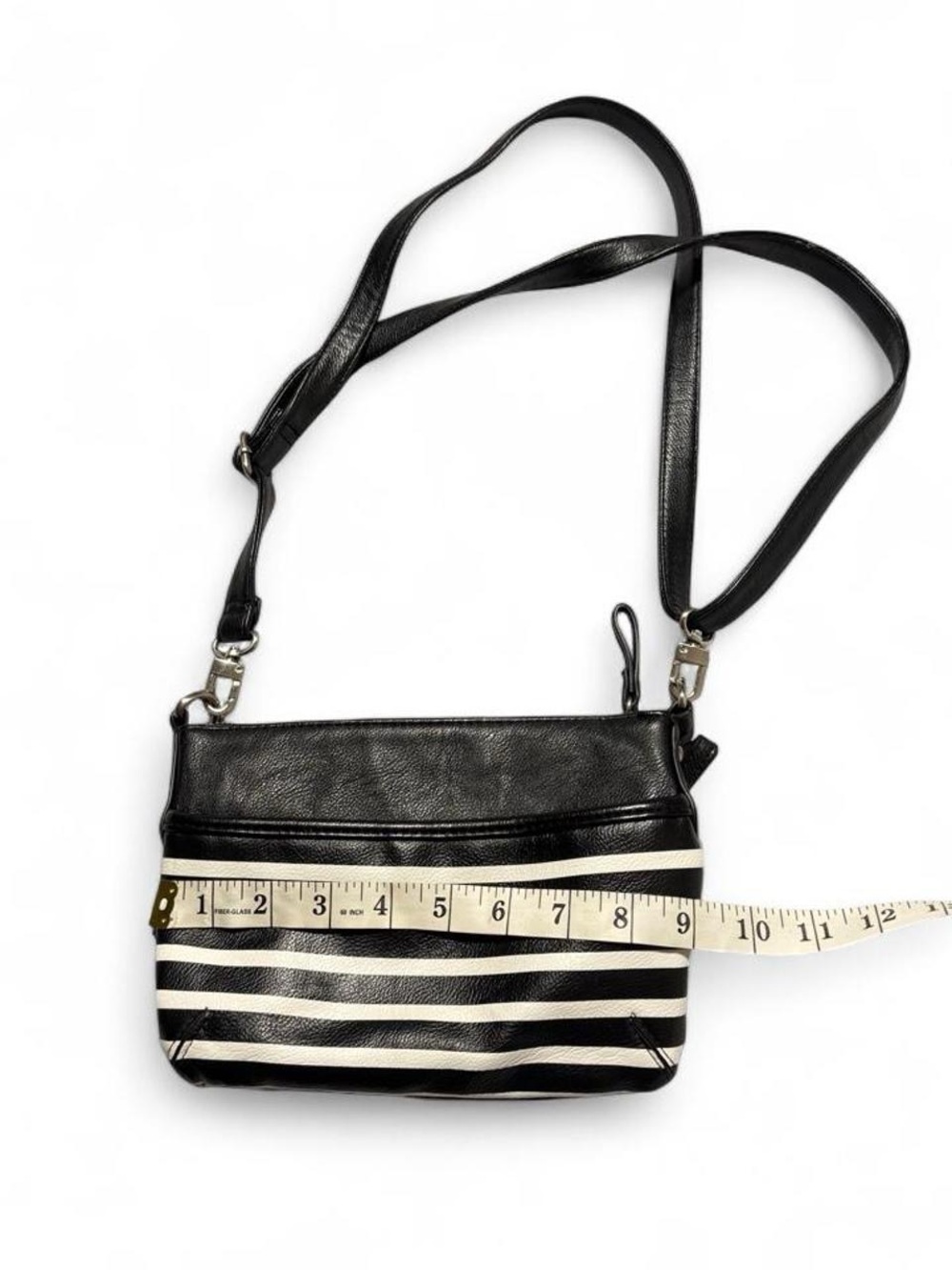 Merona Black and White Striped Crossbody Purse